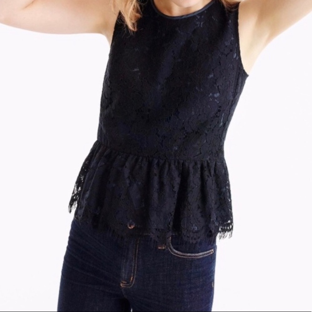 J Crew Black Lace Top